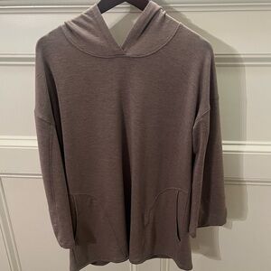 Women's Soft Surroundings Brown Gray Super Soft Hoodie Tunic Size Medium